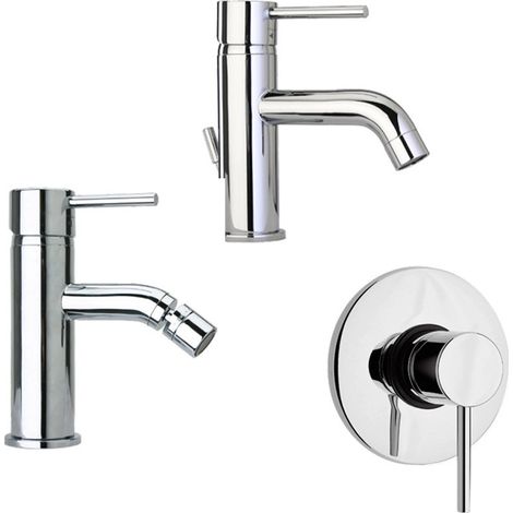 Tris di Miscelatori Paini - Bidet + Lavabo + Doccia - Leva Sottile Minimal - Finitura Cromata (1/5)
