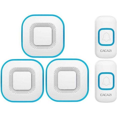 Sonnette sans fil, sonnette LED intelligente pour la maison, 3 sonnettes, 2 boutons,blanc (1/4)