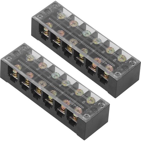 Bornier à vis double rangée avec couvercle transparent pour éclairage de pont 60A 600V 2 pièces 6 positions (606)