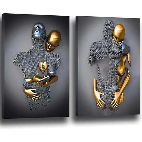 Poster 50x70 cm, decorazione con stampa di sculture in metallo, senza cornice, 2 pezzi.