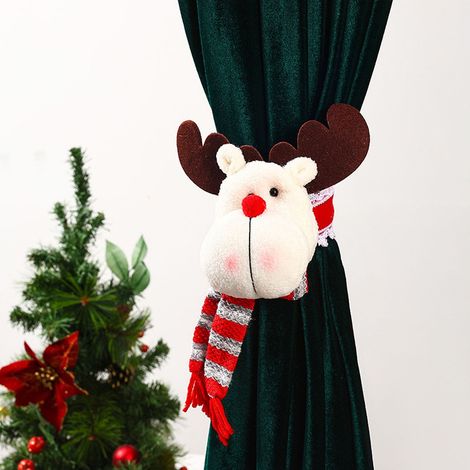 Attache Rideau De Noël - Fermoir À Serrure En Forme De Bonhomme De Neige Et Rennes - Pour Rideaux Légers À Moyens - Lot De 2 (1/4)