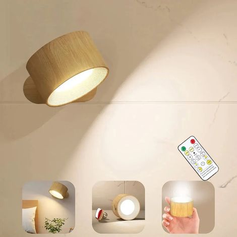 Appliques murales LED avec 3 températures de couleur et télécommande, appliques murales, boule magnétique rotative à 360° (1/5)