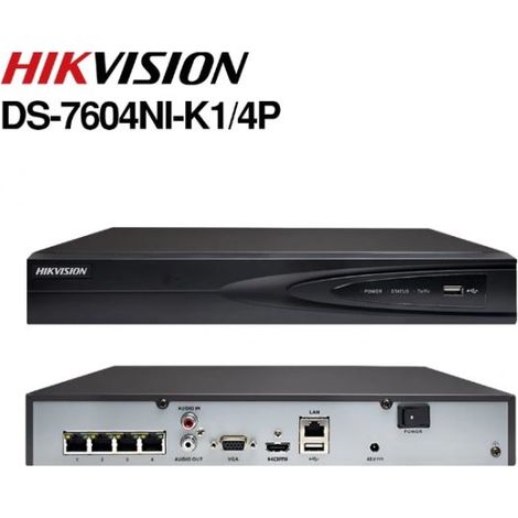 Hikvision NVR 4 Canali + Hard disk 1TB - DS-7604NI-K1/4P