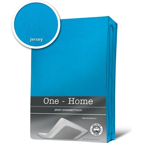 Drap-housse turquoise, 90 x 200 cm - 100 x 200 cm, jersey de coton (1/5)
