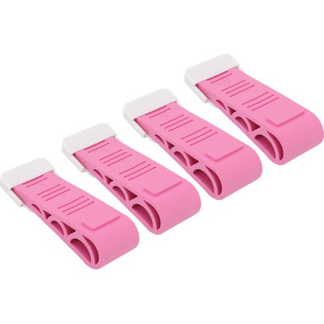 Lot de 4 butées de porte roses en caoutchouc, cales de sécurité pour le bas de porte, à placer au sol. (1/5)