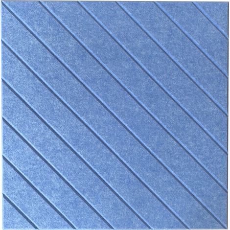Panneau mural acoustique - Lot de 5 pièces - 60 x 60 cm - Motif à lignes bleu (1/3)