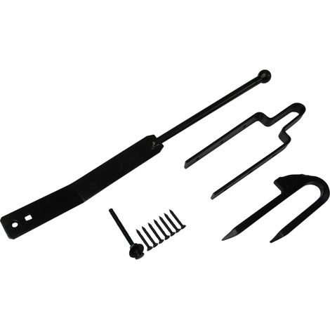 Field Gate Spring Fastener Set (Black Staple Latch Catch Fixing Kit)
