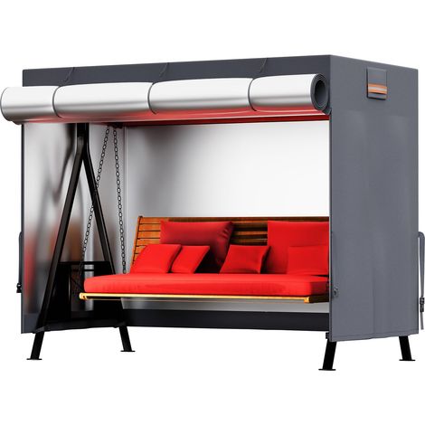 Housse de banquette extérieure 3 places robuste 420D – Protection toutes saisons pour banc de véranda à trois rayons du soleil, hamac de jardin, chaise à bascule, banc de patio avec auvent (220 (1/5)