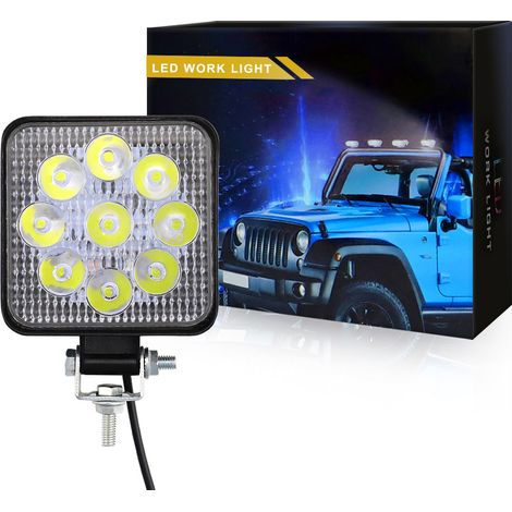Phare de travail LED carré 3 pouces 12W 1200LM 9LED 3030 DC9-80V IP65 faisceau concentré, éclairage auxiliaire pour voiture moto camion 4x4 VTT chariot élévateur engin de chantier bateau(4pcs) (1/5)