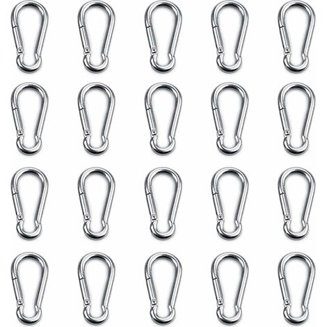 Lot de 20 mousquetons de fixation robustes pour hamac/balançoire pour chien, en acier inoxydable 304, épaisseur 6 mm. (1/3)