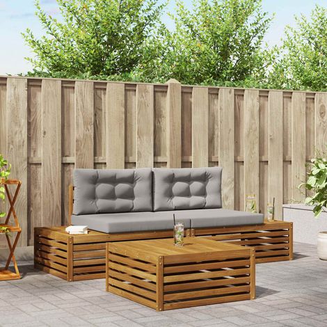 Conjunto de sofás de exterior 3 Pieza Gris Natural y Claro (1/5)