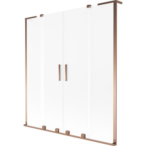 Mexen Velar L Duo paroi de baignoire 2 volets coulissants 140 x 150 cm, givré, or rose - 896-140-003-32-60 (1/2)