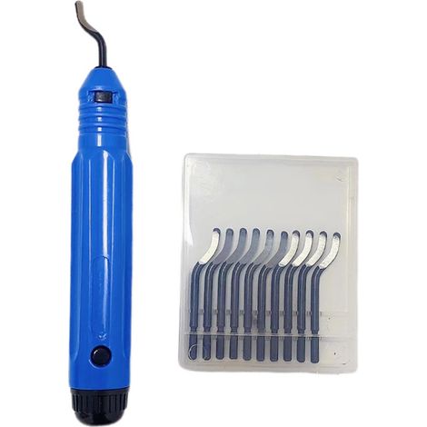 Outil d'ébavurage universel, ébavureur manuel à manche métallique avec 10 lames de rechange, pour plastique (y compris impression 3D), métal, acier inoxydable, aluminium et acier (1/5)