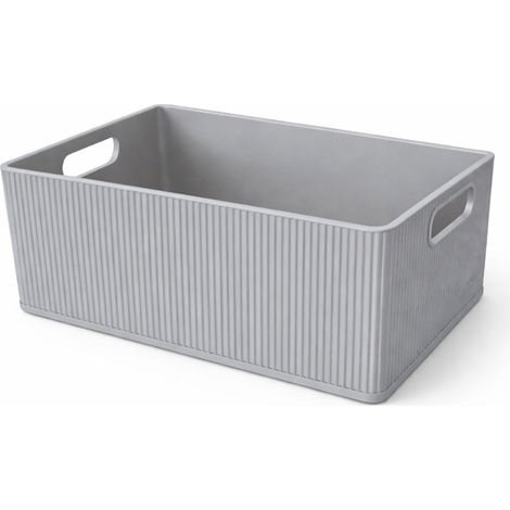 Organizador gris con compartimentos para objetos pequeños, cables y artículos de oficina. (1/3)