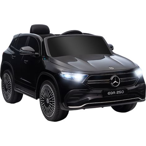 Elektro Kinderauto, lizenzierter Mercedes-Benz EQA, 3-8 km/h, Musik, Scheinwerfer, Hupe, Fernsteuerung, schwarz
