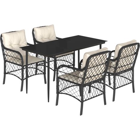 Maison Exclusive - 5-tlg. Garten-Essgruppe mit Kissen Schwarz Pol