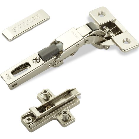 2 x Salice Universalscharniere 110° Bohrbild T45 mit Dämpfer für abgerundete, überfälzte und profilierte Türen mit Kreuz-Montageplatte Höhe 3 mm Exzenterverstellung, Scharnierarmabdeckung (1/5)