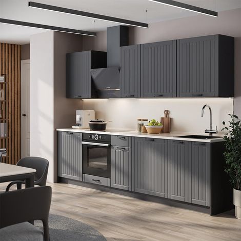 Mueble de cocina Fame-Line, Gris oscuro/Antracita, 280 cm, ET Antracita, Vicco (1/5)