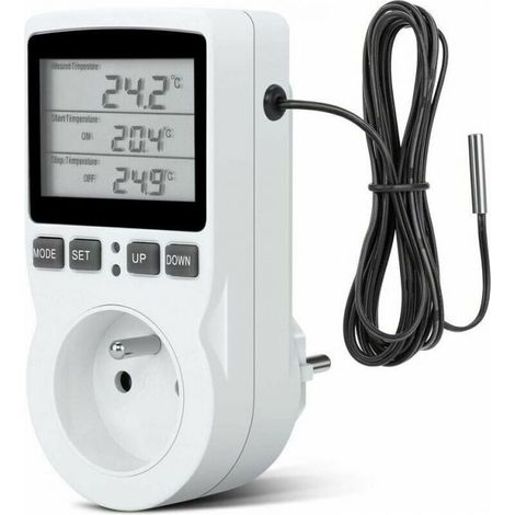 Prise intelligente programmable avec sonde de température – Thermostat numérique pour chauffage serre ou aquarium, minuterie digitale précise (1/4)