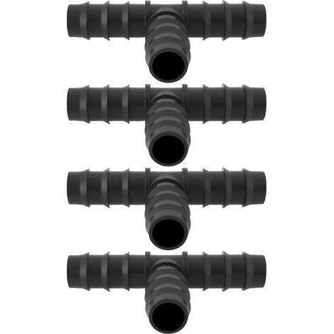 Lot de 4pcs Raccords de Tuyau en T en Plastique pour Tuyau d'arrosage Goutte à Goutte Connecteur Cannelé de Jardin pour Système Goutte à Goutte de 20mm Noir (1/5)