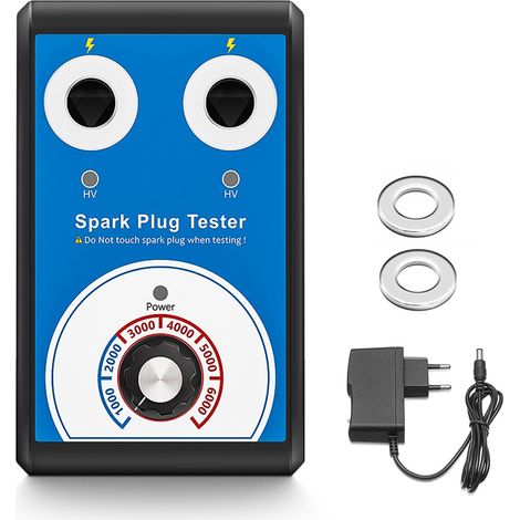Testeur de bougies d'allumage 12 V 0 - 6 000 tr/min, 13 mm, 100 V - 240 V, pour véhicules à essence, teste performances et force d'allumage (1/5)
