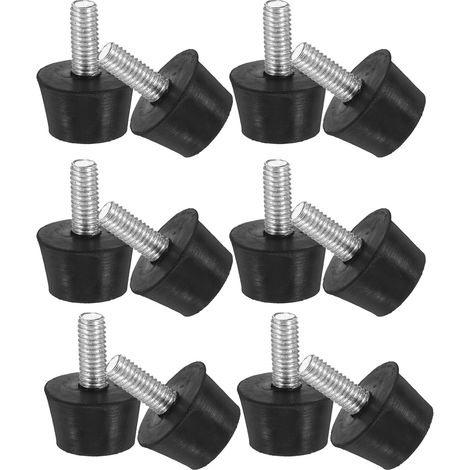 Lot de 12 Pieds de Nivellement Réglables M6 à Visser pour Meubles Patins Antidérapants en Caoutchouc Souple Protection des Sols Bruit Compatibles Chaises Tables et Armoires (1/5)