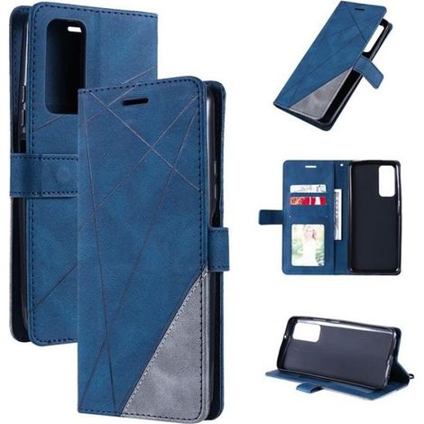 Coque pour Oppo A16/A16S/A55 5G/A54 4G 6.52" Etui bleu PU Portefeuille Anti-chute Housse Téléphone Motif de ligne rétro case (1/4)