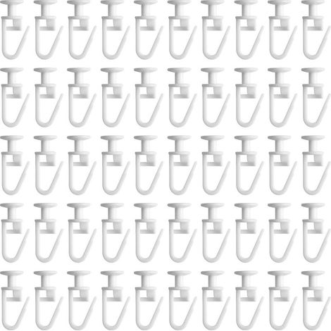Lot de 100 crochets de rideaux pour rails - En plastique - Blanc - Pour caravane, camping-car (1/5)