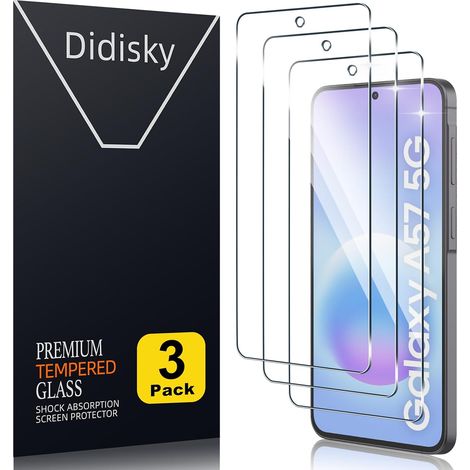 Lot de 3 Protecteur Verre Trempé pour Samsung Galaxy A57 5G, Film Protection écran, dureté 9H, Pas de Bulles, Haute définition (1/5)