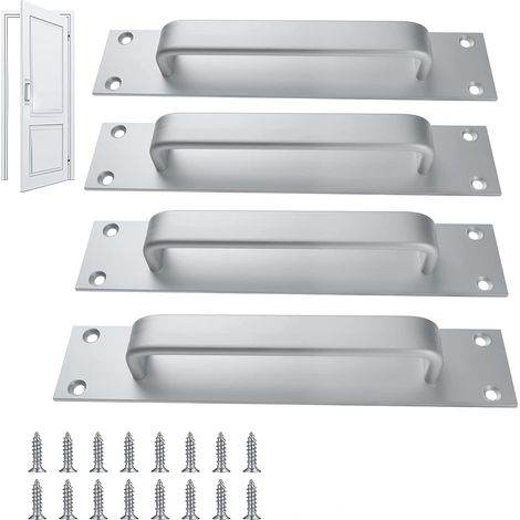 MINKUROW Juego De 4 Tiradores De Puerta De Granero Corrediza De Aleación De Aluminio Para Gabinete De Cocina, Muebles De Oficina, Con 16 Tornillos Y 1 Destornillador (Plata) (1/5)