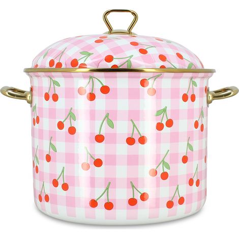 Marmite 24cm en acier émaillé, VICHY CERISE (1/3)