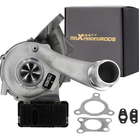Turbocompresor, construcción en hierro dúctil, dimensiones 29 cm x 27 cm x 23 cm, tipo de refrigeración por aceite, para Nissan Navara y Pathfinder 2.5 dCi, sistema de cojinetes flotantes. (1/5)