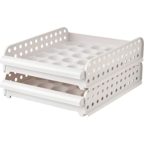 Rangement pour œufs double couche en plastique transparent, organiseur de réfrigérateur avec tiroir pour 24 œufs (1/5)