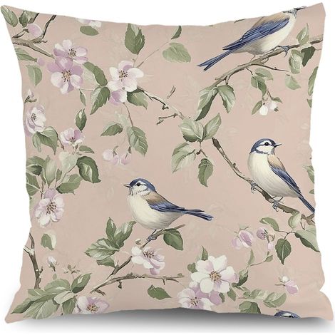 Housse de coussin plantes coton floral, décoration canapé intérieur,50×50cm (1/5)