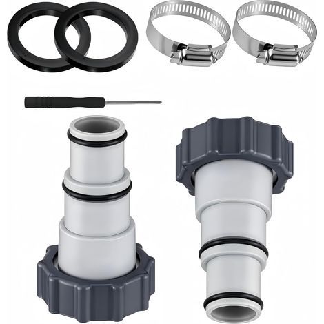 Schwimmbadschlauchverbinder, Schwimmbadschlauchadapter 32-38, Schwimmbadpumpenverbinder für Gewindefiltrationspumpen und Soleanlagen (7-teilig) (1/5)