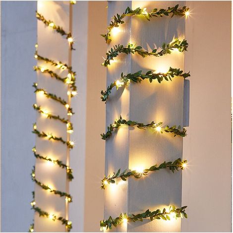 LED Lights Outdoor Energy 80 LED Artificial Ivy Fake Ivy String Lights 8M with Leaves for Christmas Trees, Garden, Yard, Wedding, Party, Bedroom Battery Box (1/5)