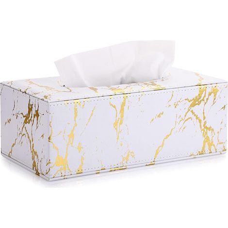 Multifunktionale Papierbox für Zuhause, kreative Serviettenbox, Aufbewahrungsbox fürs Büro (weißes und goldenes Seidenmuster) (1/5)