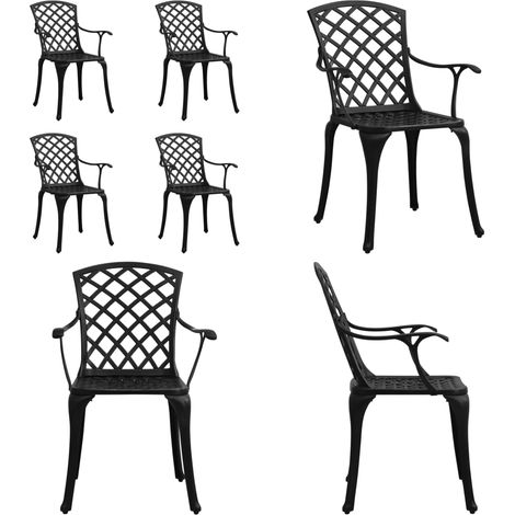 Sedie da Giardino 4 pz in Alluminio Pressofuso Nero - Sedie da pranzo - Alluminio pressofuso