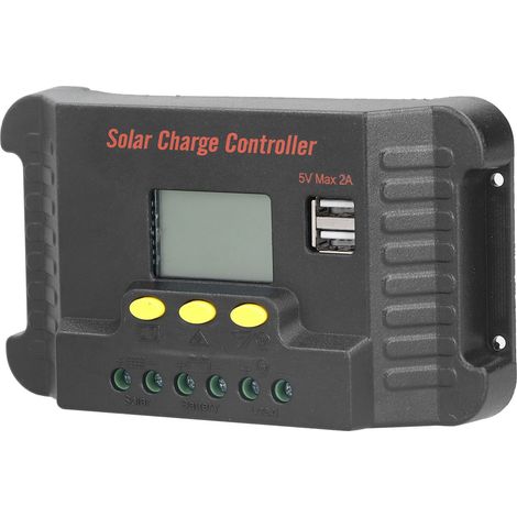 Régulateur solaire 30A avec écran LCD, chargeur USB pour téléphone, contrôleur d'éclairage public 12V/24V (1/5)