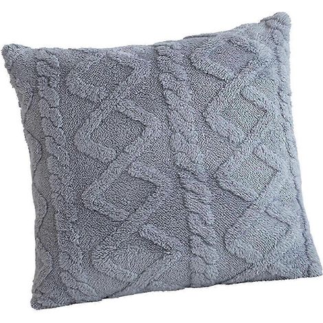 Housse de coussin carrée en peluche douce et moelleuse, luxueuse, pour la décoration intérieure, idéale comme cadeau, pour une chaise, une fête, un hôtel ou un restaurant.-Gray (1/5)