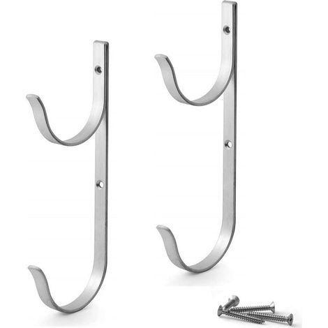 Lot de 2 cintres pour poteau de piscine Mendg ZHI AO avec vis, crochets parfaits pour poteaux télescopiques de piscine, écumeurs, filets, brosse, tuyau d’aspiration, équipement de jardin Argenté (1/5)