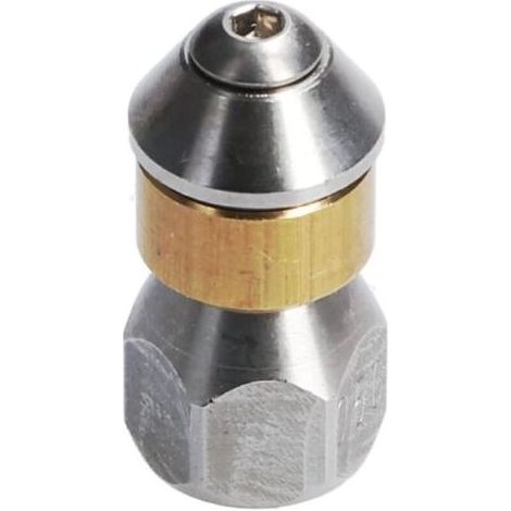 Rotationsdüse für Hochdruckreiniger-Schlauchreinigung, 1/8" IG-Einlass, 3 x 0,8 mm - 050, Edelstahl/Messing (1/4)