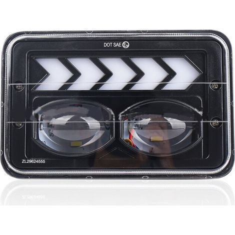x 6 Zoll rechteckiger 5 x 7 Zoll LED-Scheinwerfer mit pfeilförmigem Angel Eye Halo-Ring und weißem Tagfahrlicht und gelbem Blinker als LKW-Ersatz H6014 H6054 6054 H6052 (2 Stück) (1/4)