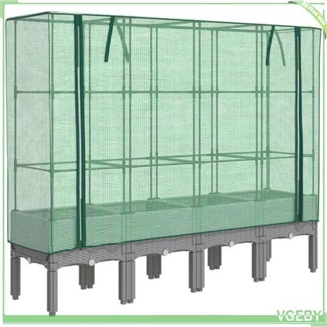 Jardinière surélevée avec housse - FAFEICY - 4015863 - 160x40x140 cm - Aspect rotin - Housse imperméable (1/5)