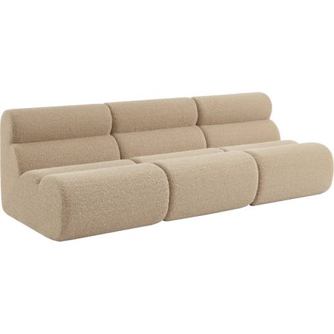 sweeek - 3er-Set modulare Lounge-Sessel mit Bezug im Alpaka-Look , Stoff, Beige (1/5)