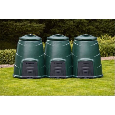 220L Green Garden Compost Bins Outdoor with Front Hatch - 2 Pack
