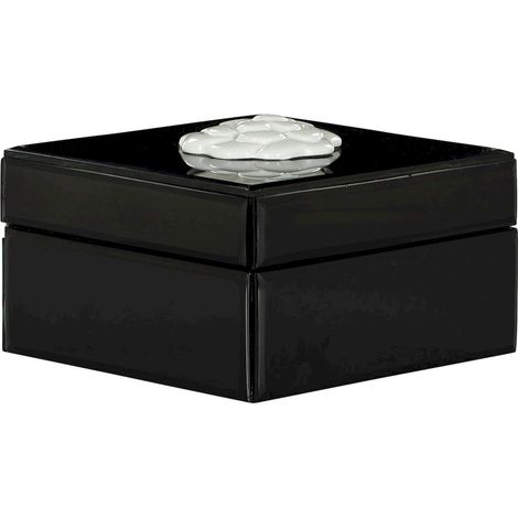 Boîte Lune de Rangement Chic Noir et Blanc - Noir Élégant avec Détails Blancs (1/5)