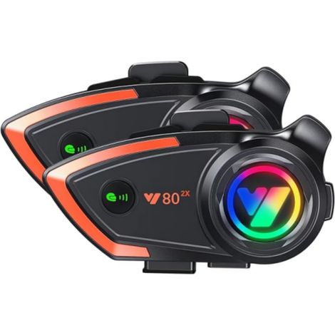 HK&Hanker Casque de moto Bluetooth Intercom pour 2 motards, portée 500 mètres, avec haut-parleurs de haute qualité et réduction du bruit CVC, pour la moto, la motoneige, le vélo et autres sports (1/5)