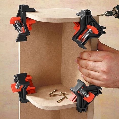 Juego de 4 abrazaderas angulares，Abrazaderas angulares，Abrazaderas de pegamento，Abrazadera angular para madera，90 grados，4 piezas，5-22 mm (1/4)