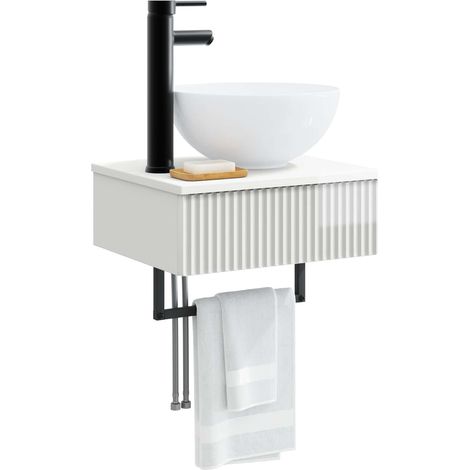 vidaXL Wall-Mounted Wash Basin High Gloss White 40 x 35 x 39 cm